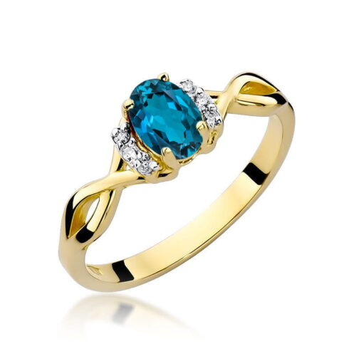 Pierścionek W0019 Topaz London Blue 0,50ct żółte złoto