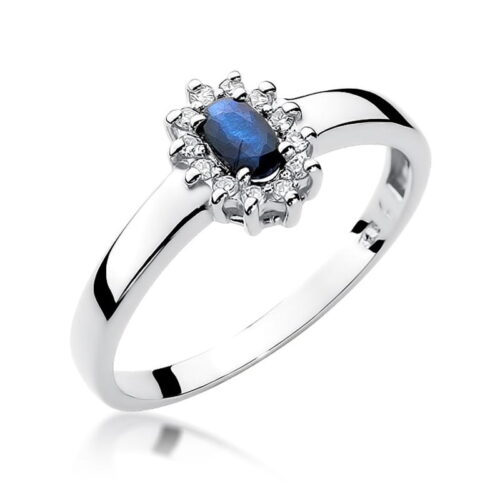 Pierścionek W0026 Szafir 0,30ct białe złoto