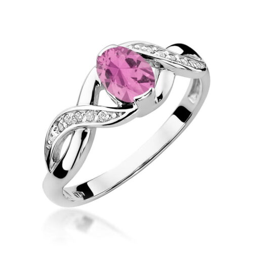 Pierścionek W0028 Różowy Szafir 0,45ct białe złoto