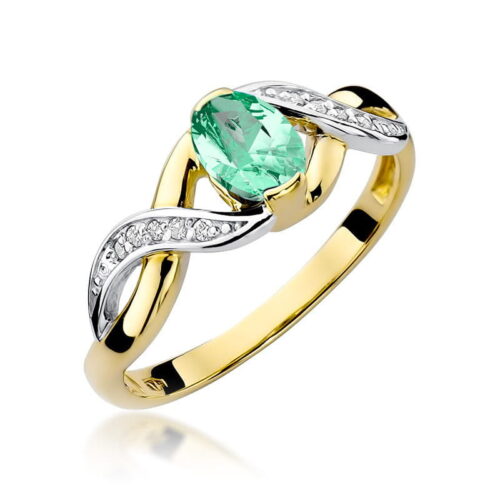 Pierścionek W0028 Szmaragd 0,40ct żółte złoto