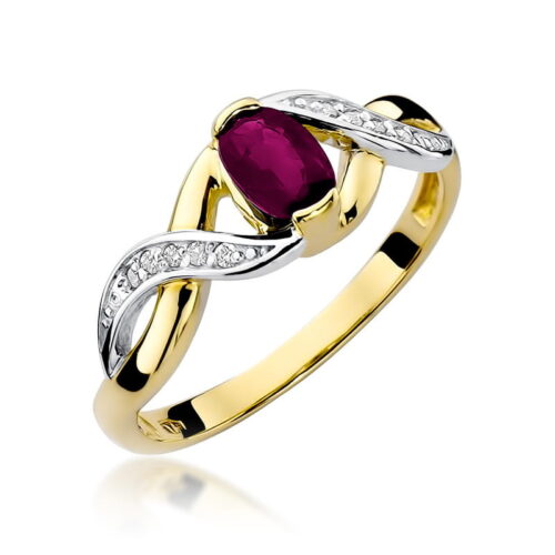 Pierścionek W0028 Rodolit 0,50ct żółte złoto
