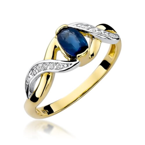 Pierścionek W0028 Szafir 0,70ct żółte złoto