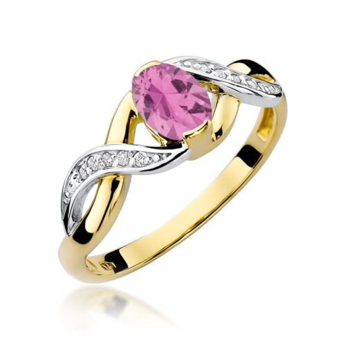 Pierścionek W0028 Różowy Szafir 0,45ct żółte złoto