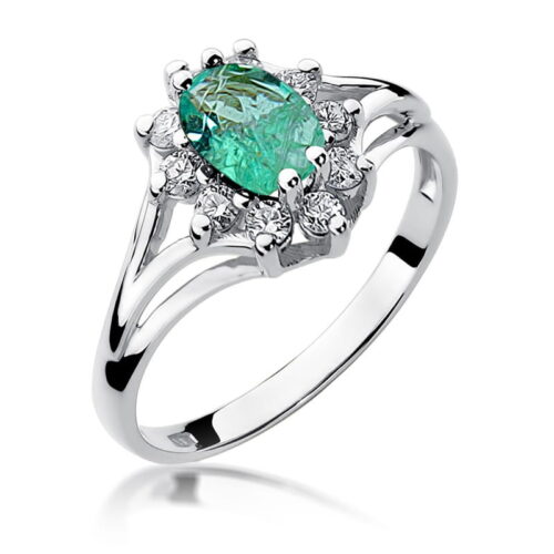 Pierścionek W0037 Szmaragd 0,80ct białe złoto