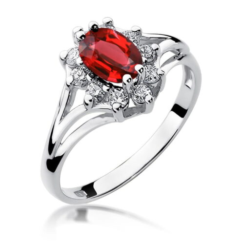 Pierścionek W0037 Rubin 1,00ct białe złoto