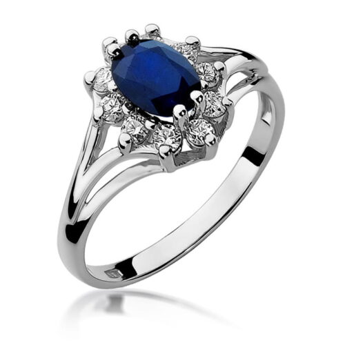 Pierścionek W0037 Szafir 0,90ct białe złoto