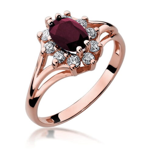 Pierścionek W0037 Rubin 1,00ct różowe złoto