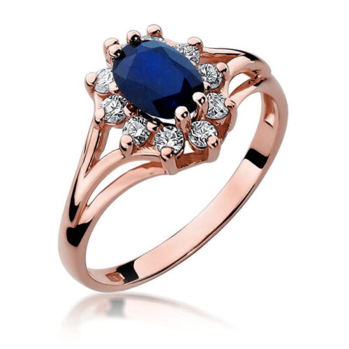 Pierścionek W0037 Szafir 0,90ct różowe złoto