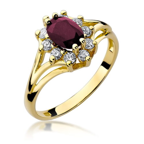 Pierścionek W0037 Rubin 1,00ct żółte złoto