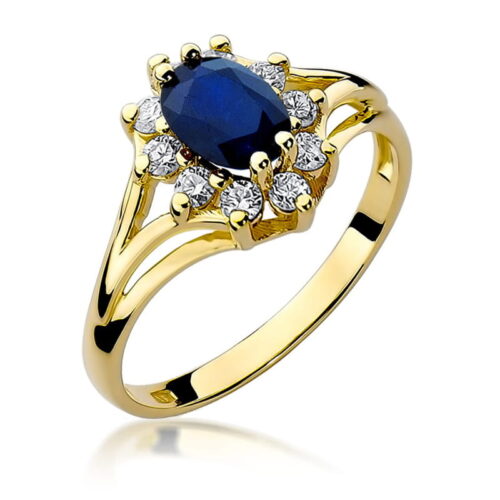 Pierścionek W0037 Szafir 0,90ct żółte złoto