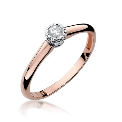 Pierścionek W0042 Diament 0,13ct różowe złoto