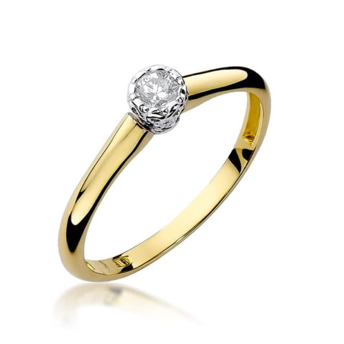 Pierścionek W0042 Diament 0,13ct żółte złoto