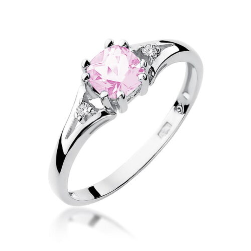 Pierścionek W0044 Różowy Topaz 0,65ct białe złoto