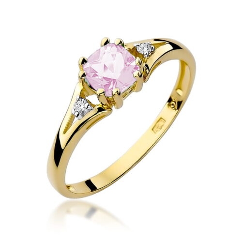 Pierścionek W0044 Różowy Topaz 0,65ct żółte złoto