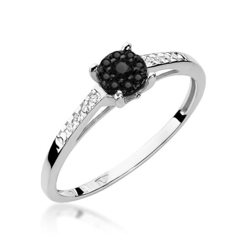 Pierścionek W0055 Czarny Diament 0,04ct białe złoto