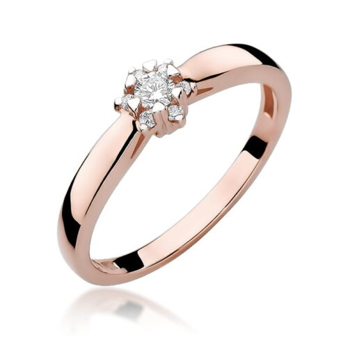 Pierścionek W0061 Diament 0,10ct różowe złoto