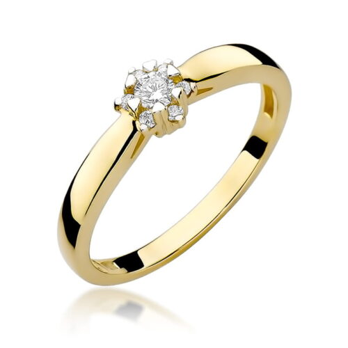 Pierścionek W0061 Diament 0,10ct żółte złoto