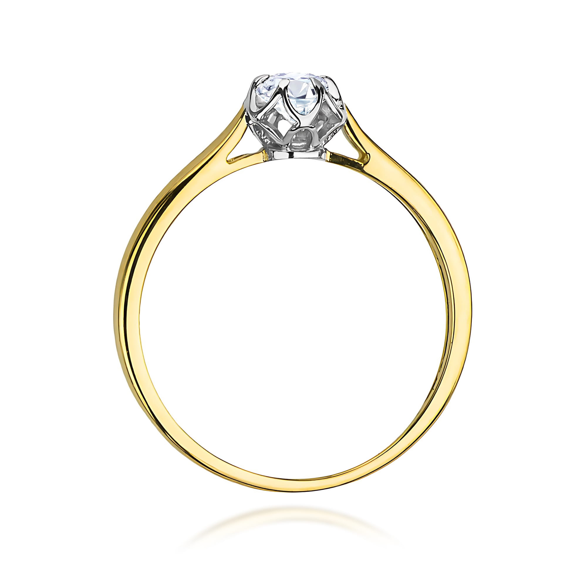 W0062.Z3.LDW.01_3 Złoty pierścionek z diamentem, o eleganckim, minimalistycznym designie.