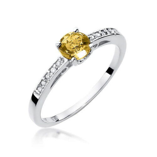 Pierścionek W0066 Cytryn 0,50ct białe złoto
