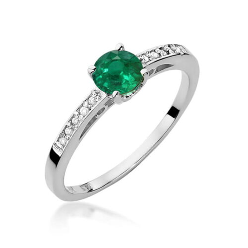 Pierścionek W0066 Szmaragd 0,50ct białe złoto