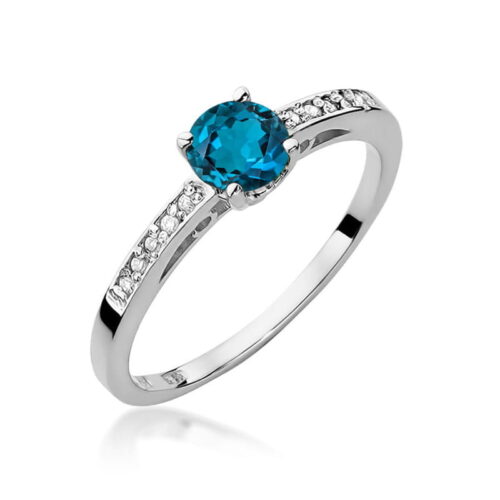 Pierścionek W0066 Topaz London Blue 0,50ct białe złoto