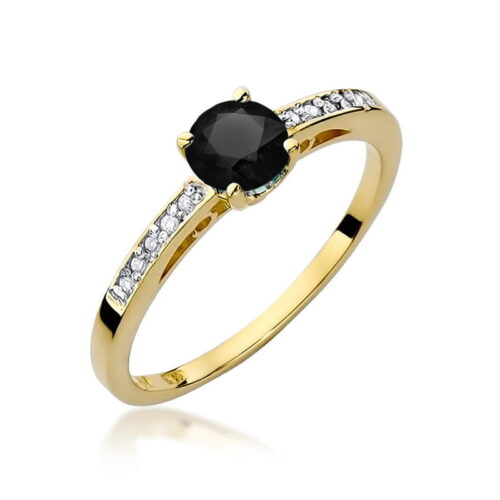 Pierścionek W0066 Czarny Diament 0,50ct żółte złoto