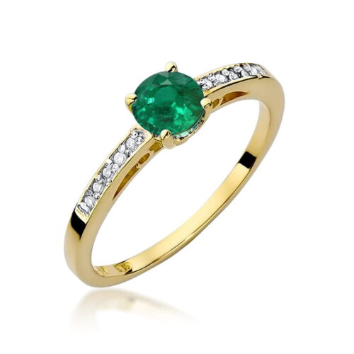 Pierścionek W0066 Szmaragd 0,50ct żółte złoto
