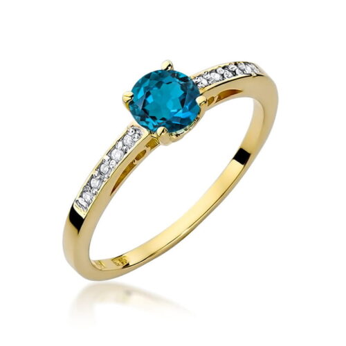 Pierścionek W0066 Topaz London Blue 0,50ct żółte złoto