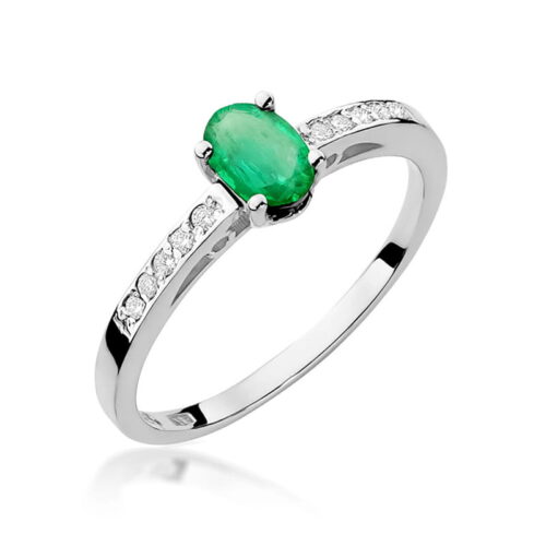 Pierścionek W0067 Szmaragd 0,40ct białe złoto