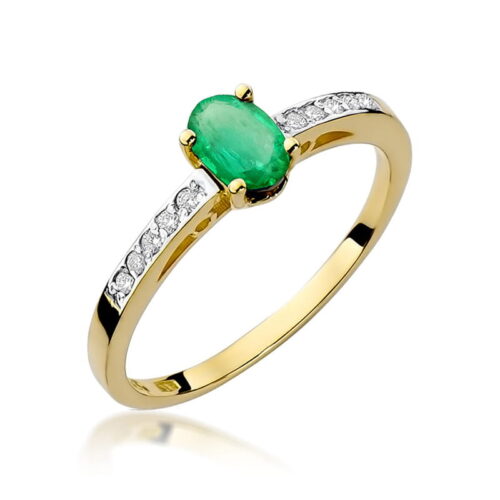 Pierścionek W0067 Szmaragd 0,40ct żółte złoto