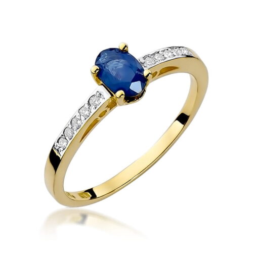 Pierścionek W0067 Szafir 0,70ct żółte złoto