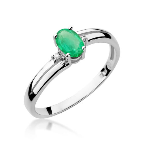 Pierścionek W0068 Szmaragd 0,40ct białe złoto