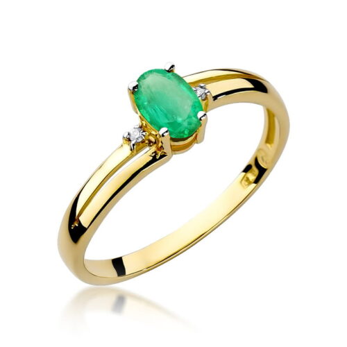 Pierścionek W0068 Szmaragd 0,40ct żółte złoto