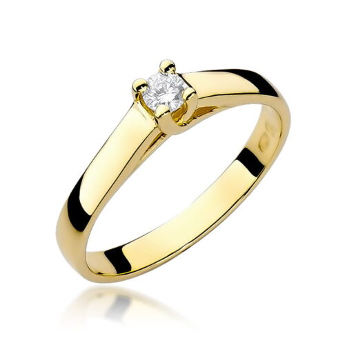 Pierścionek W0070 Diament 0,10ct żółte złoto