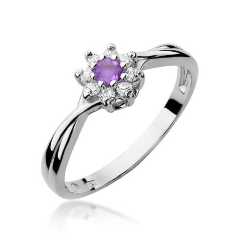 Pierścionek W0072 Ametyst 0,10ct białe złoto