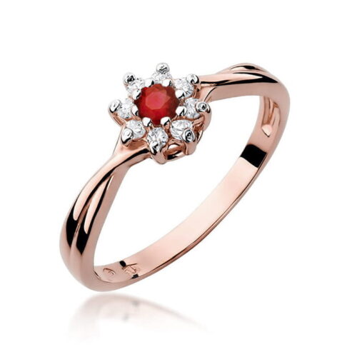 Pierścionek W0072 Rubin 0,15ct różowe złoto