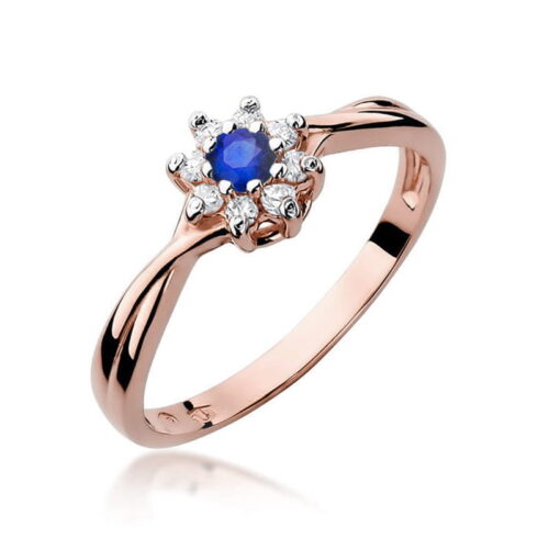 Pierścionek W0072 Szafir 0,15ct różowe złoto