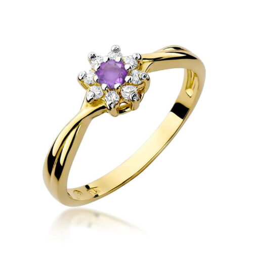 Pierścionek W0072 Ametyst 0,10ct żółte złoto