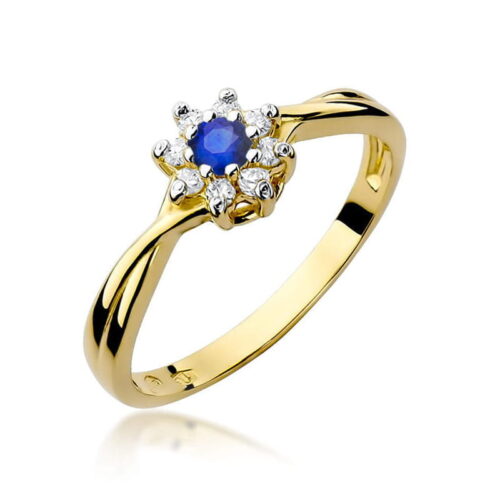 Pierścionek W0072 Szafir 0,15ct żółte złoto