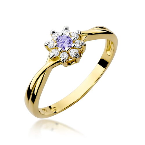 Pierścionek W0072 Tanzanit 0,10ct żółte złoto