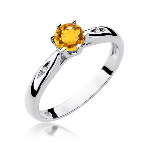 Pierścionek W0074 Cytryn 0,50ct białe złoto