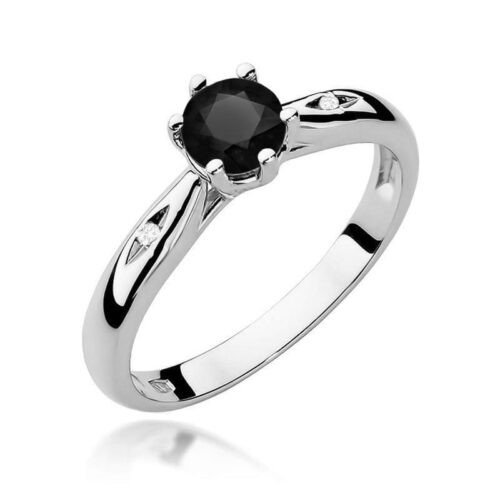 Pierścionek W0074 Czarny Diament 0,50ct białe złoto