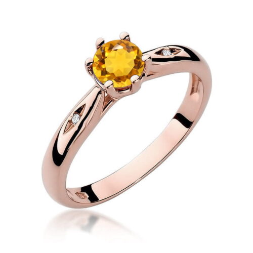 Pierścionek W0074 Cytryn 0,50ct różowe złoto