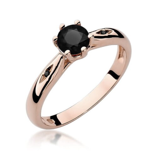 Pierścionek W0074 Czarny Diament 0,50ct różowe złoto