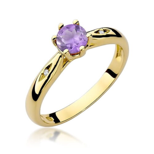 Pierścionek W0074 Ametyst 0,50ct żółte złoto