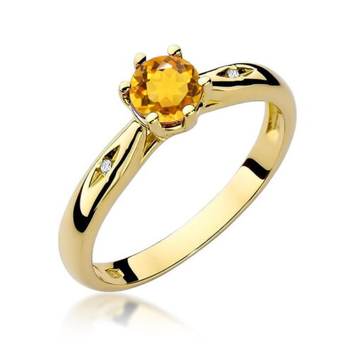 Pierścionek W0074 Cytryn 0,50ct żółte złoto