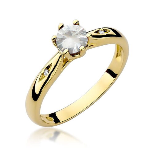 Pierścionek W0074 Biały Szafir 0,60ct żółte złoto