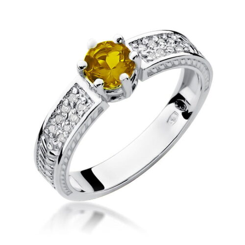 Pierścionek W0075 Cytryn 0,50ct białe złoto