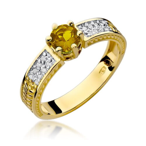 Pierścionek W0075 Cytryn 0,50ct żółte złoto