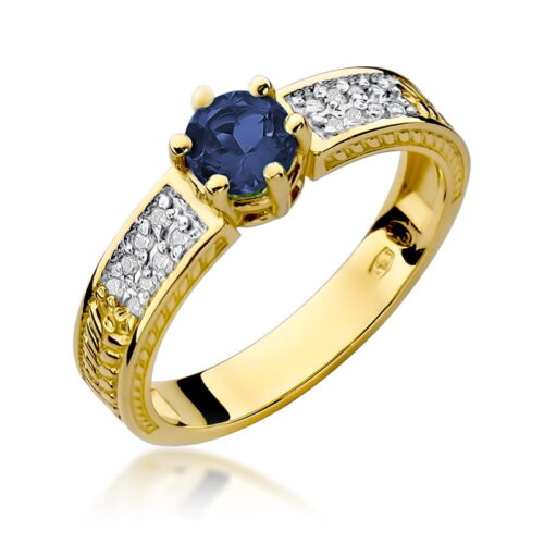 Pierścionek W0075 Szafir 0,50ct żółte złoto